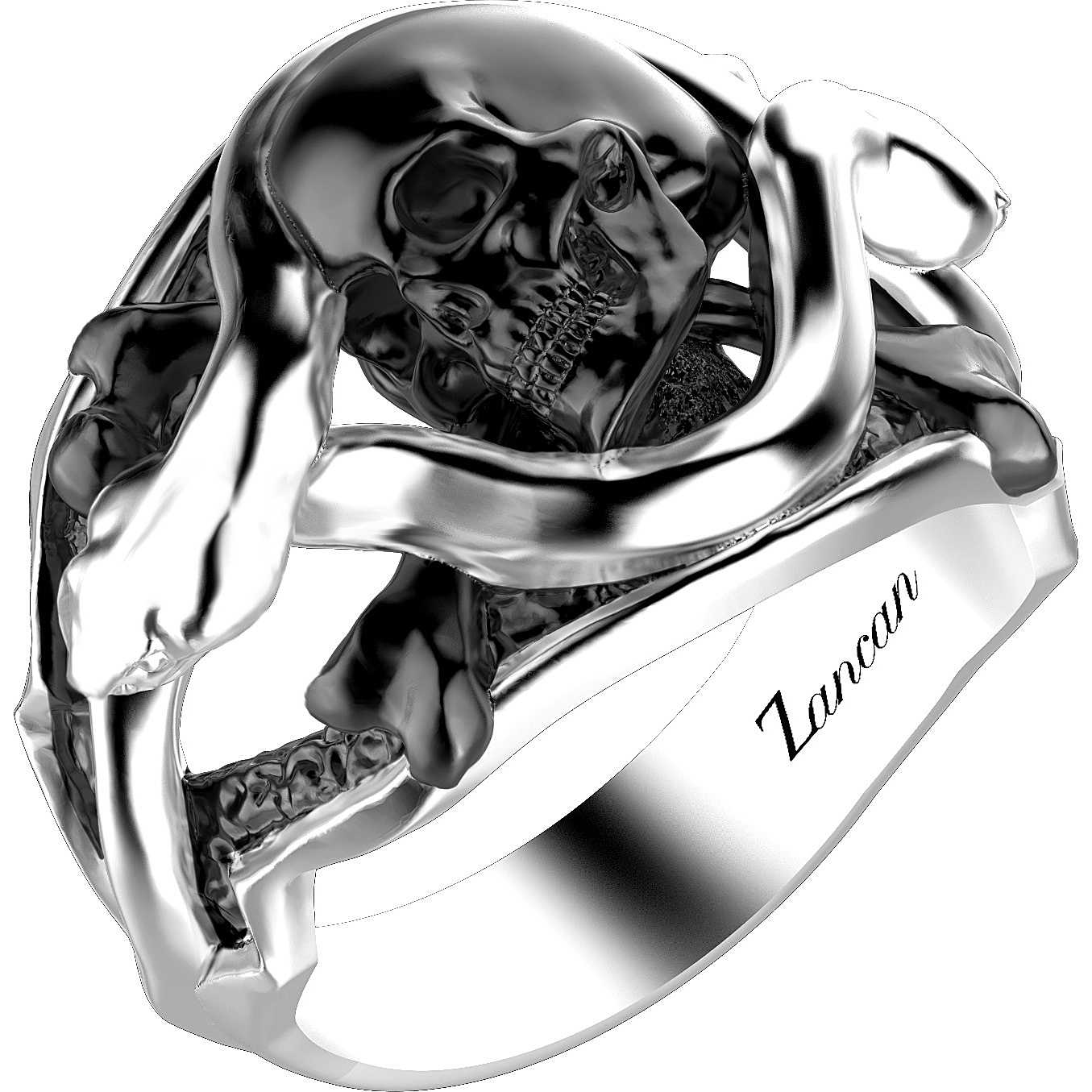 Anello tennis in argento con zirconi neri e bianchi - ZANCAN