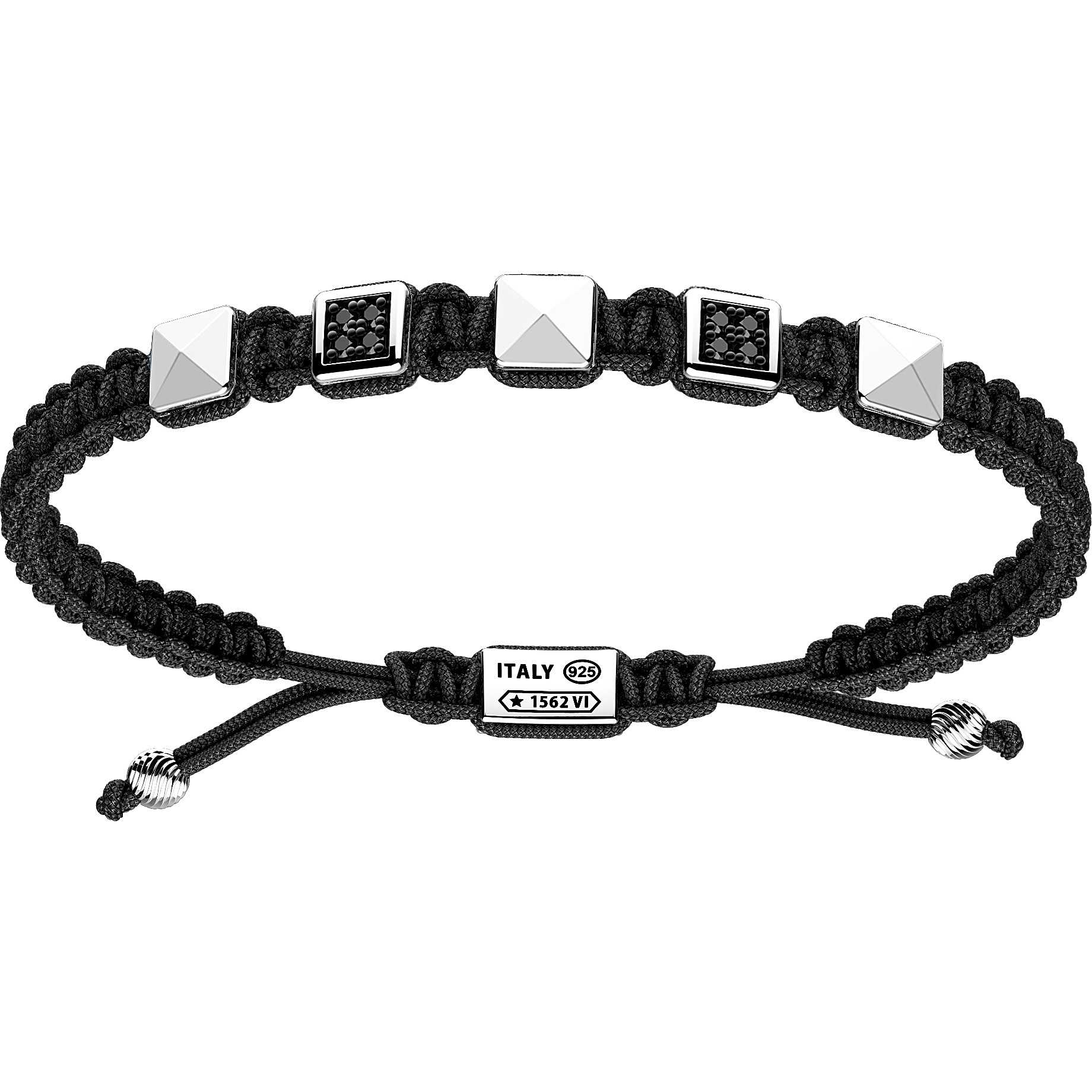 Bracciale uomo in argento e kevlar con bandiera nautica - ZANCAN