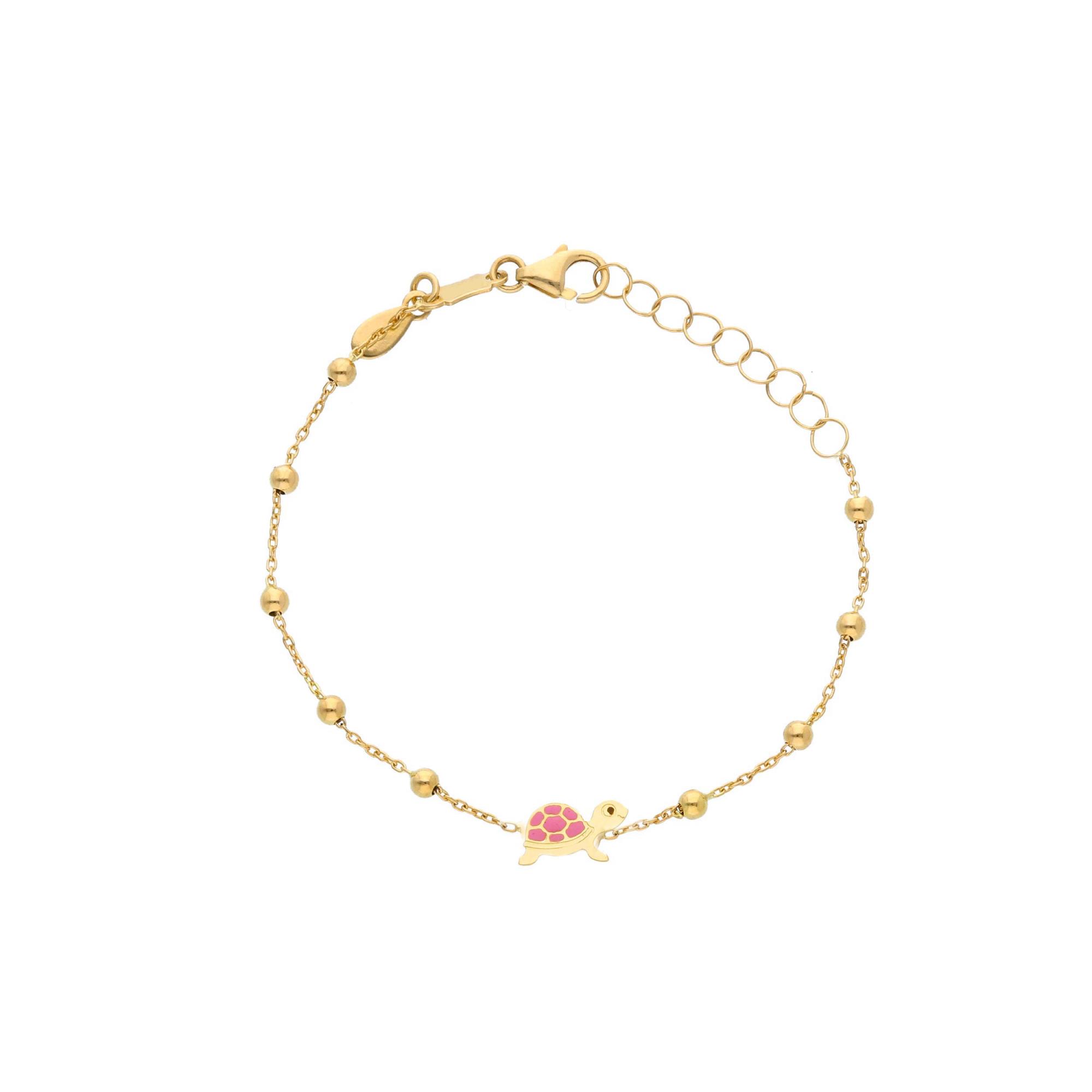Gold baby bracelet with turtle - ORO&CO