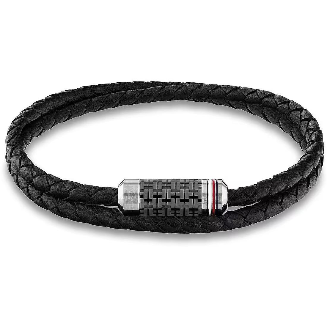 Bracciale nero tube double wrap braided - TOMMY HILFIGER