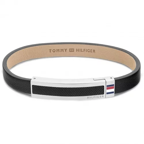 Bracciale Woven in pelle nera - TOMMY HILFIGER