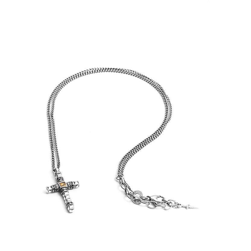 Men's silver necklace with cross and black finish - CESARE PACIOTTI