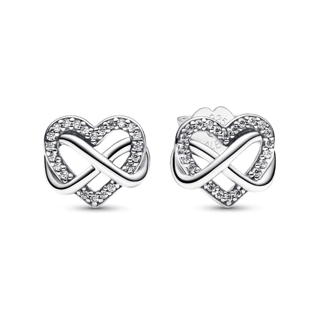 Orecchini a lobo Cuore Infinito in argento con zirconi - PANDORA