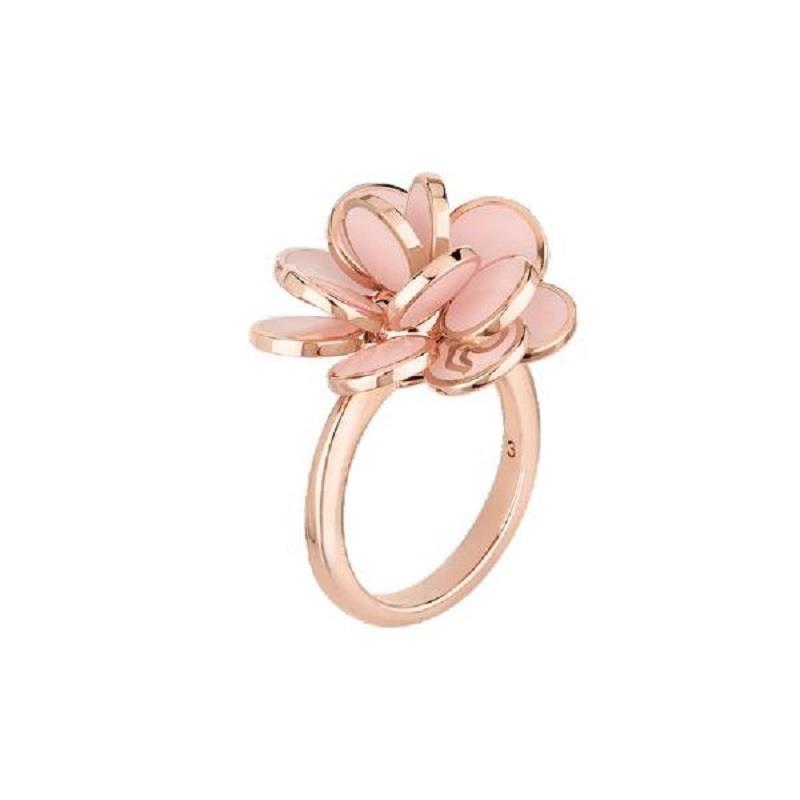 Chantecler small flower ring in rose gold and pink enamel - CHANTECLER