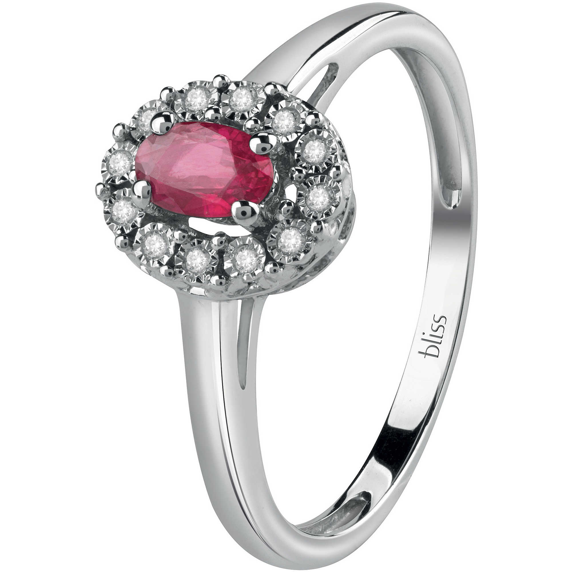 18 kt white gold ring with diamond and ruby Bliss Regal - BLISS