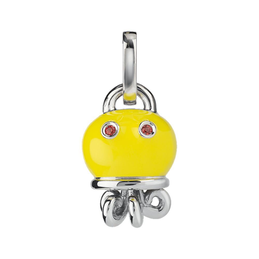 Silver bell pendant with yellow octopus - CHANTECLER