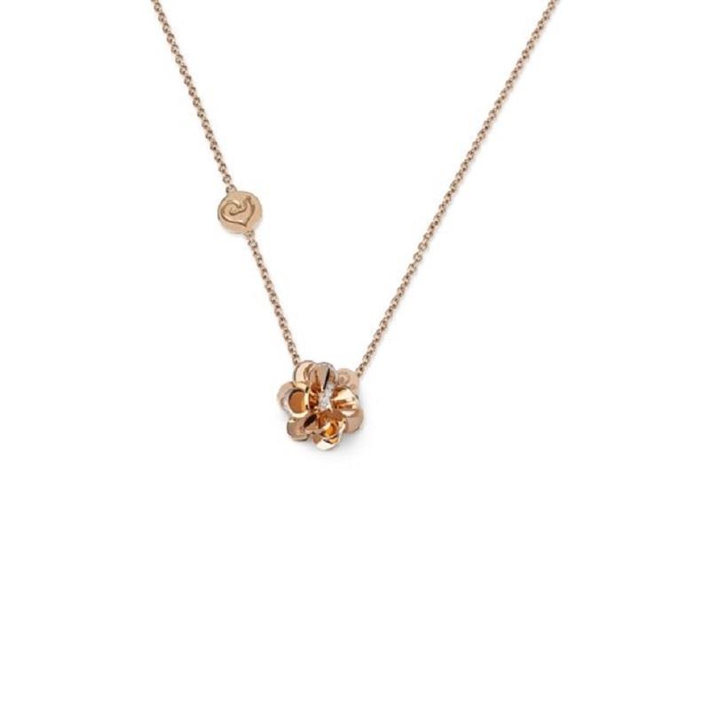 Collana Paillettes in oro con fiore piccolo e diamanti - CHANTECLER