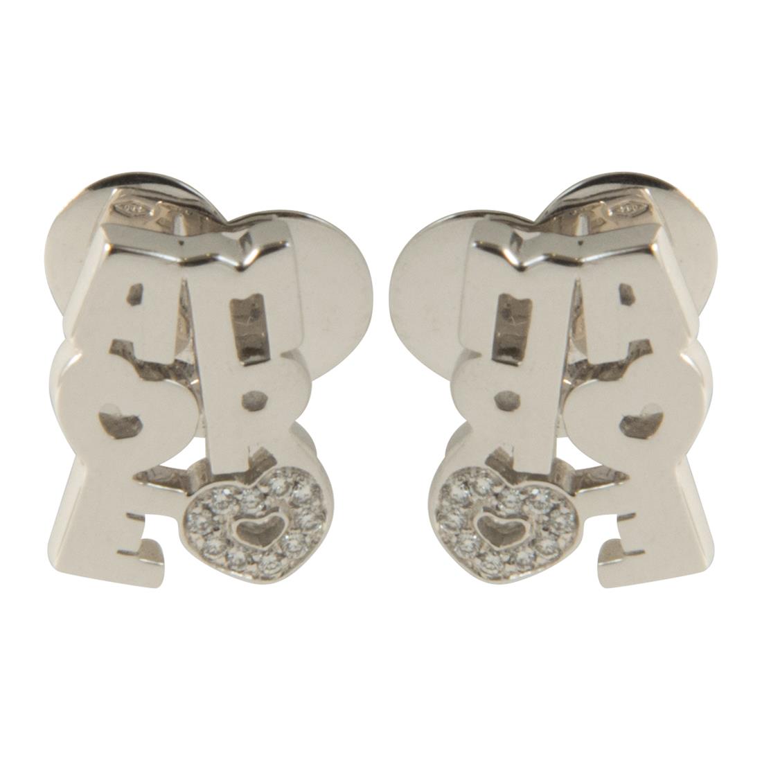 Monoorecchino in oro bianco Specchio D'amor con diamanti ct 0.05 - PASQUALE BRUNI