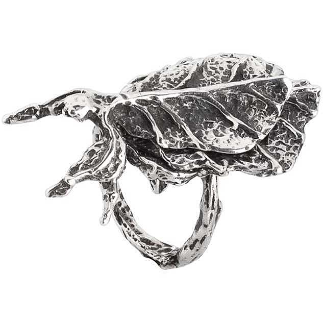 Rose gold-plated silver ring with leaves and topaz crystal - BOTTEGA BOCCADAMO