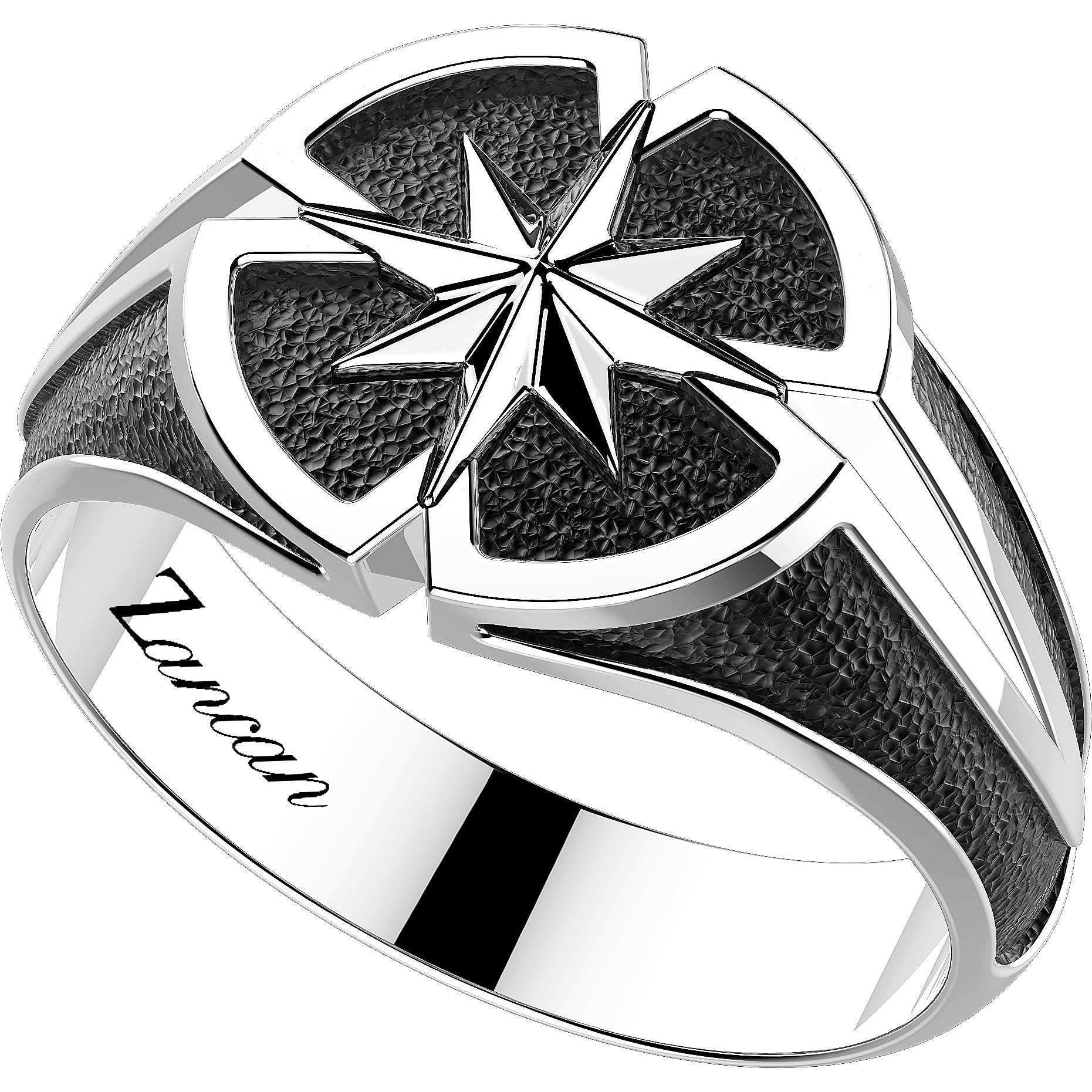 Anello in argento con finiture rodiate bianche e nere - ZANCAN