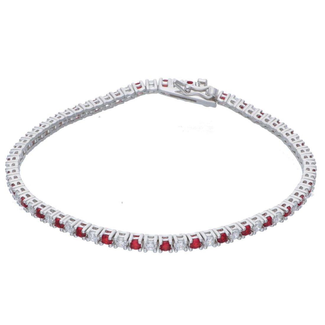 Bracciale tennis in argento con zirconi rossi - ORO&CO 925