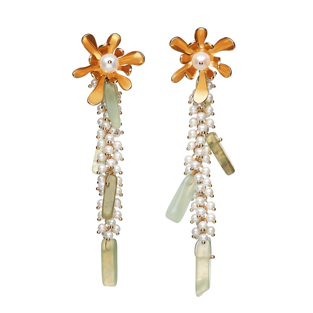 Orecchini Ottaviani con giada e perle di vetro - OTTAVIANI