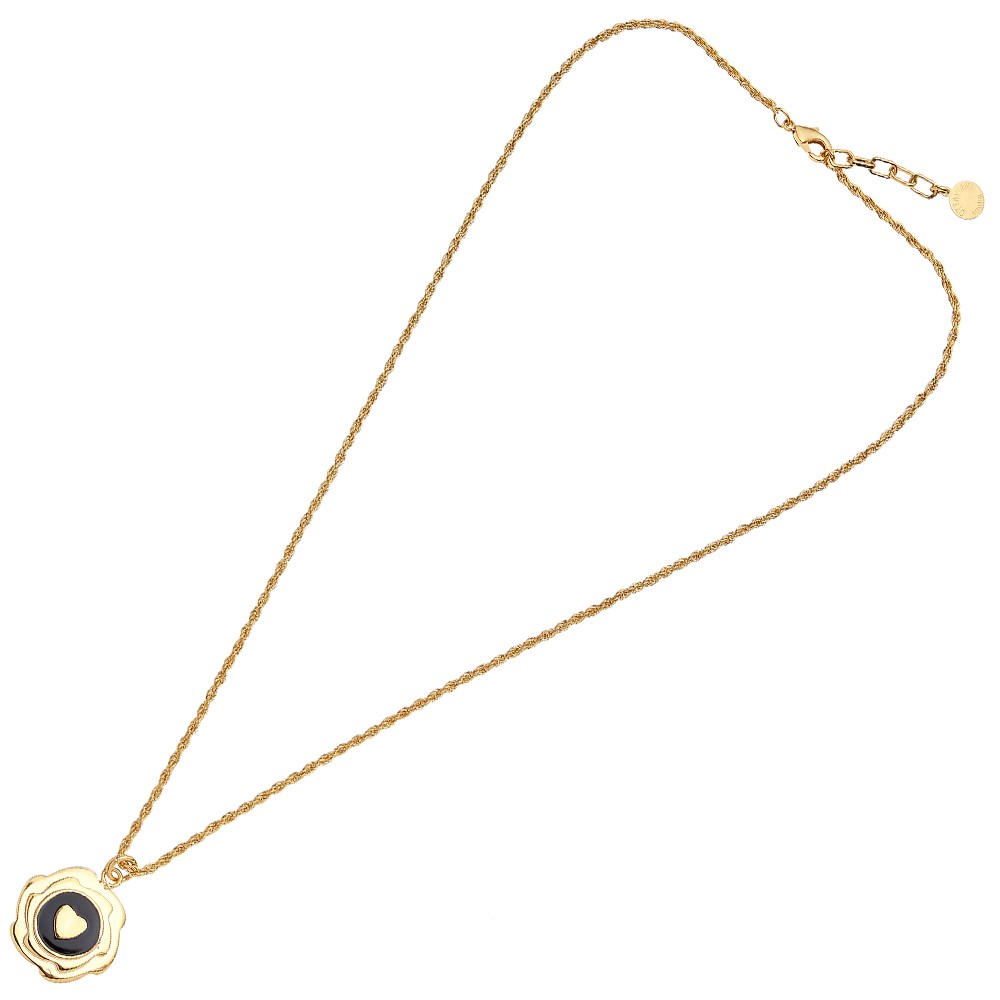 Collar Ottaviani con corazón y esmalte negro - OTTAVIANI