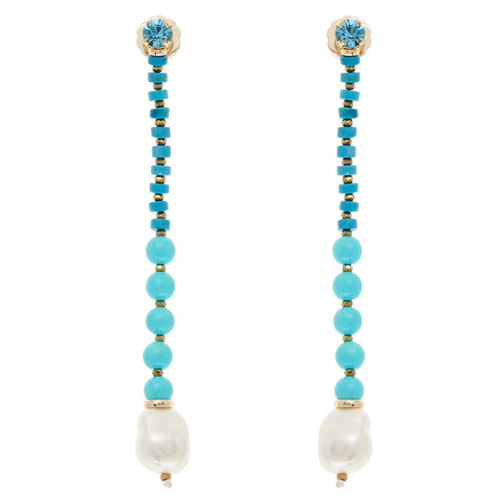 Pendientes Ottaviani con cristales cuentas y perlas - OTTAVIANI