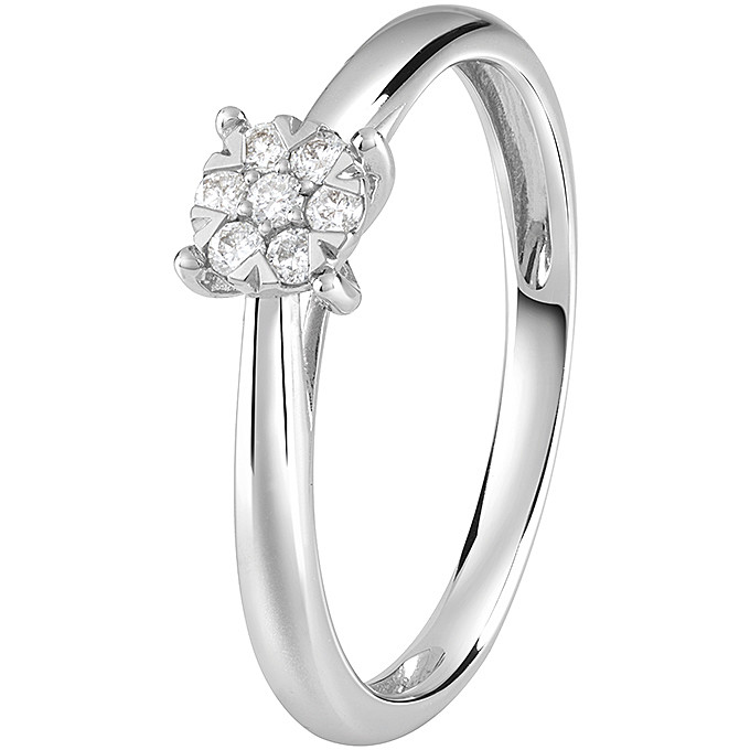 Bliss solitaire ring in 18 kt white gold with 0.1 ct diamonds - BLISS