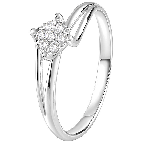 Bliss solitaire ring in 18 kt white gold with 0.1 ct diamonds GDS20091727 - BLISS