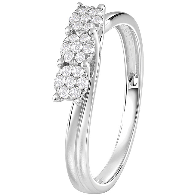 Bliss trilogy ring in 18 kt white gold with 0.15 ct diamonds - BLISS