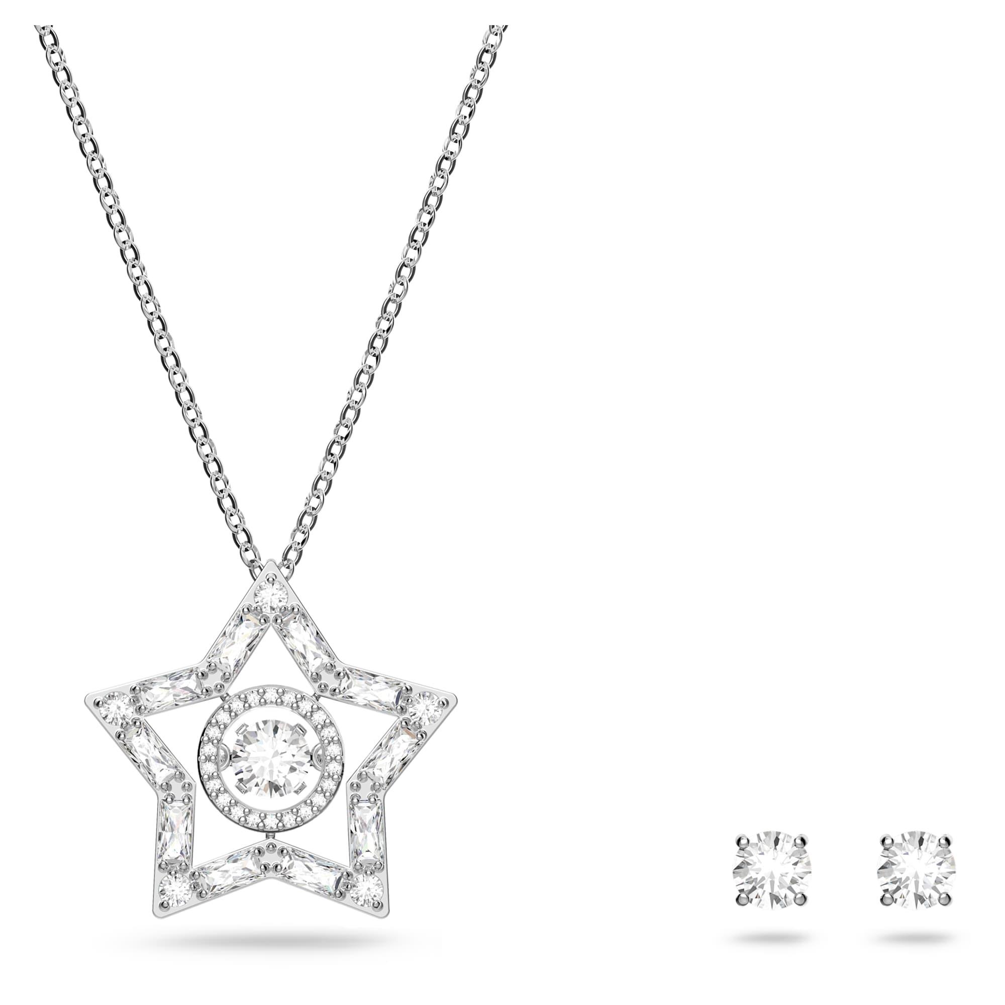 Attract star necklace and earrings set with white crystals - SWAROVSKI