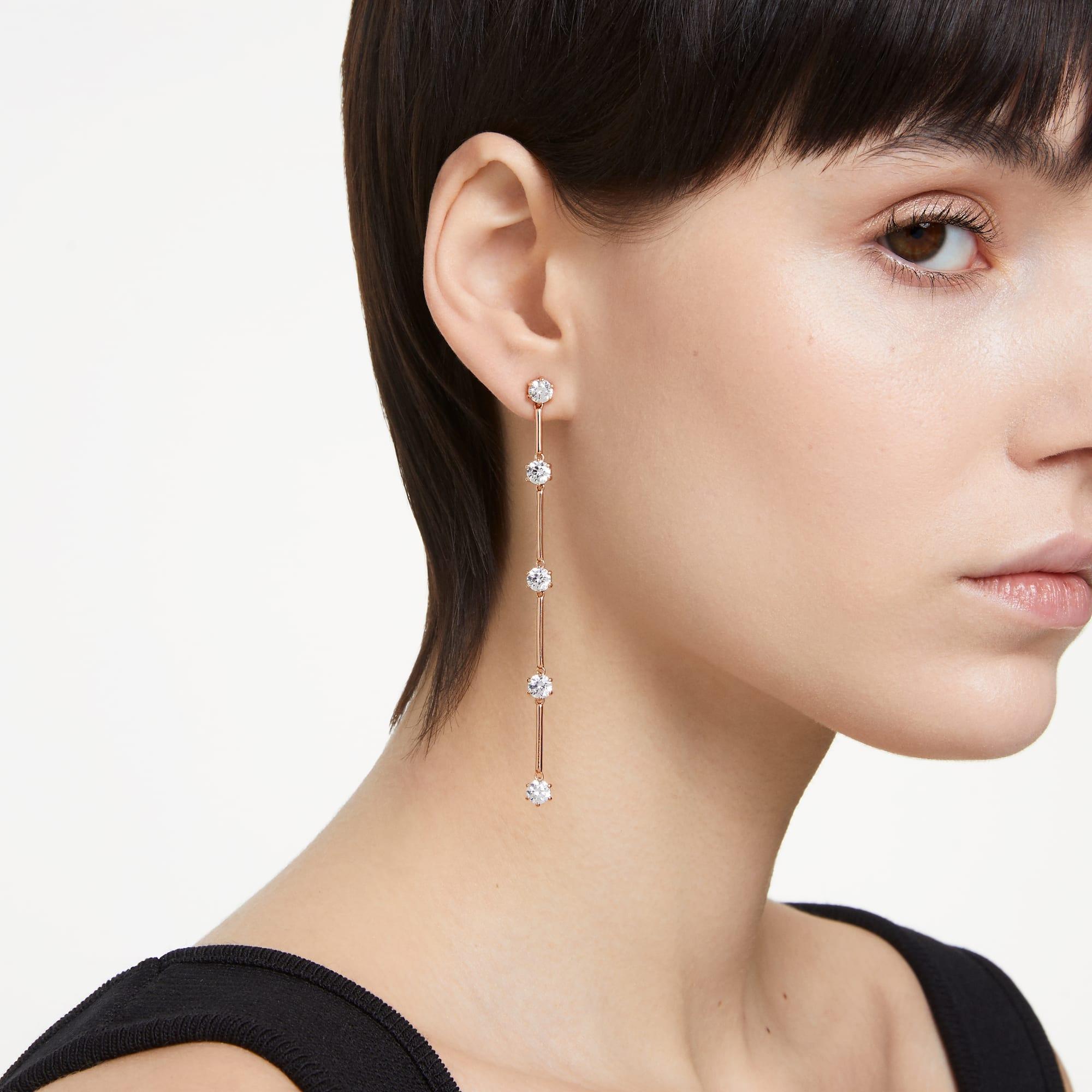 Dangling earrings with white zirconia - SWAROVSKI