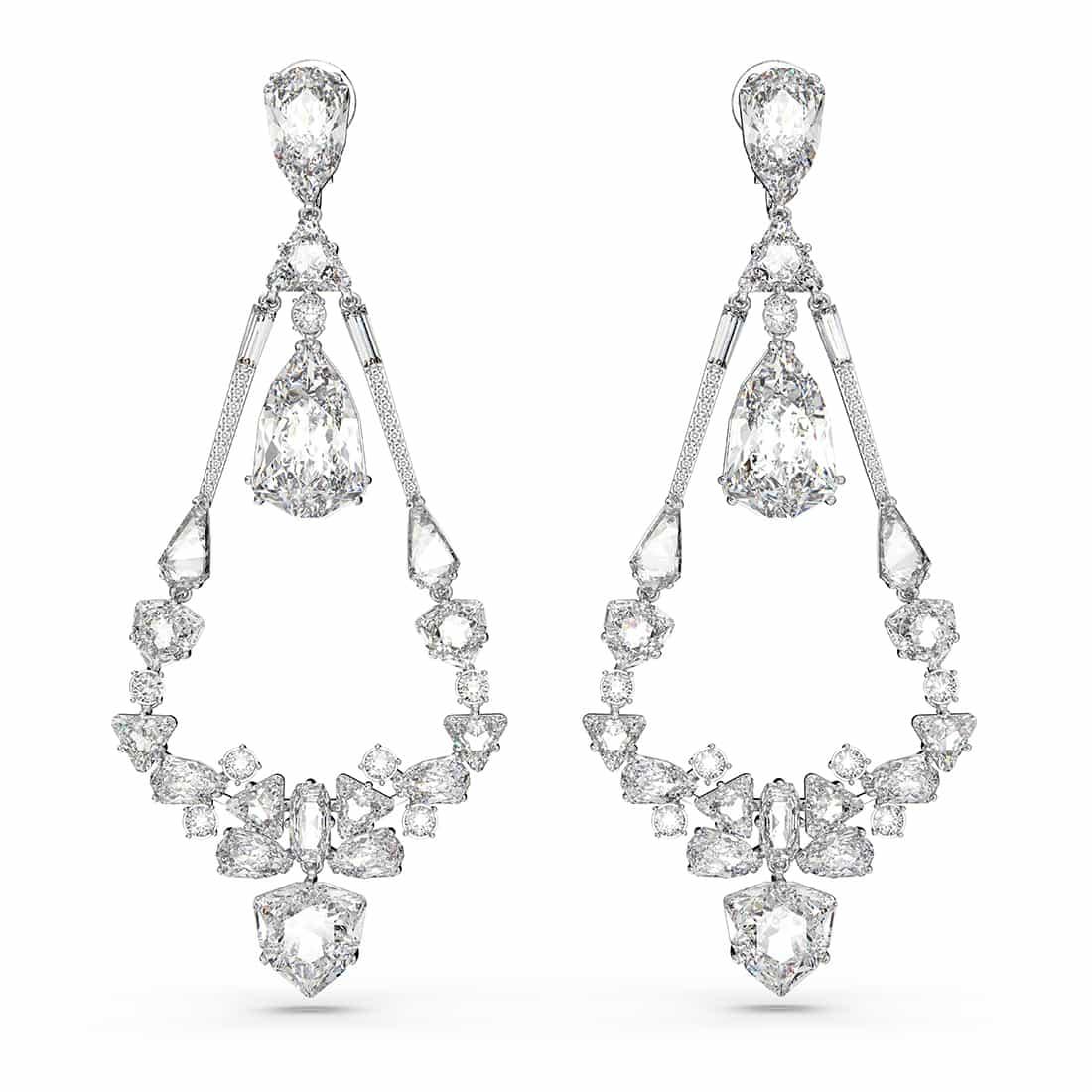 Pendientes clip chandelier con cristales blancos - SWAROVSKI