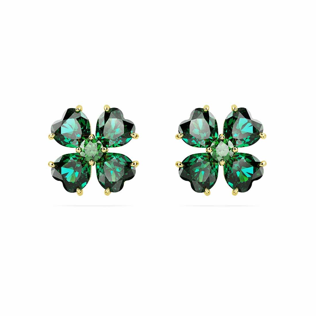 Pendientes de botón con zirconios verdes de trébol - SWAROVSKI