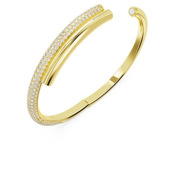 Golden rigid bracelet with white zircons - SWAROVSKI