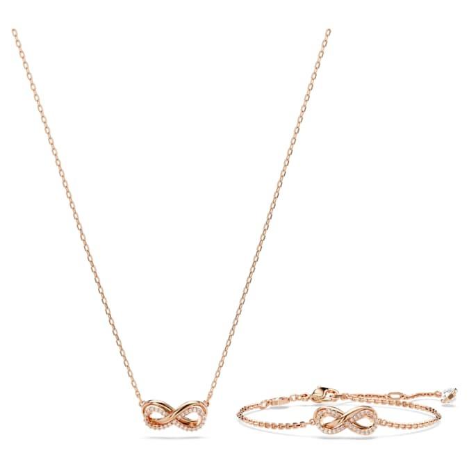 Hyperbola necklace and bracelet set with white crystals - SWAROVSKI