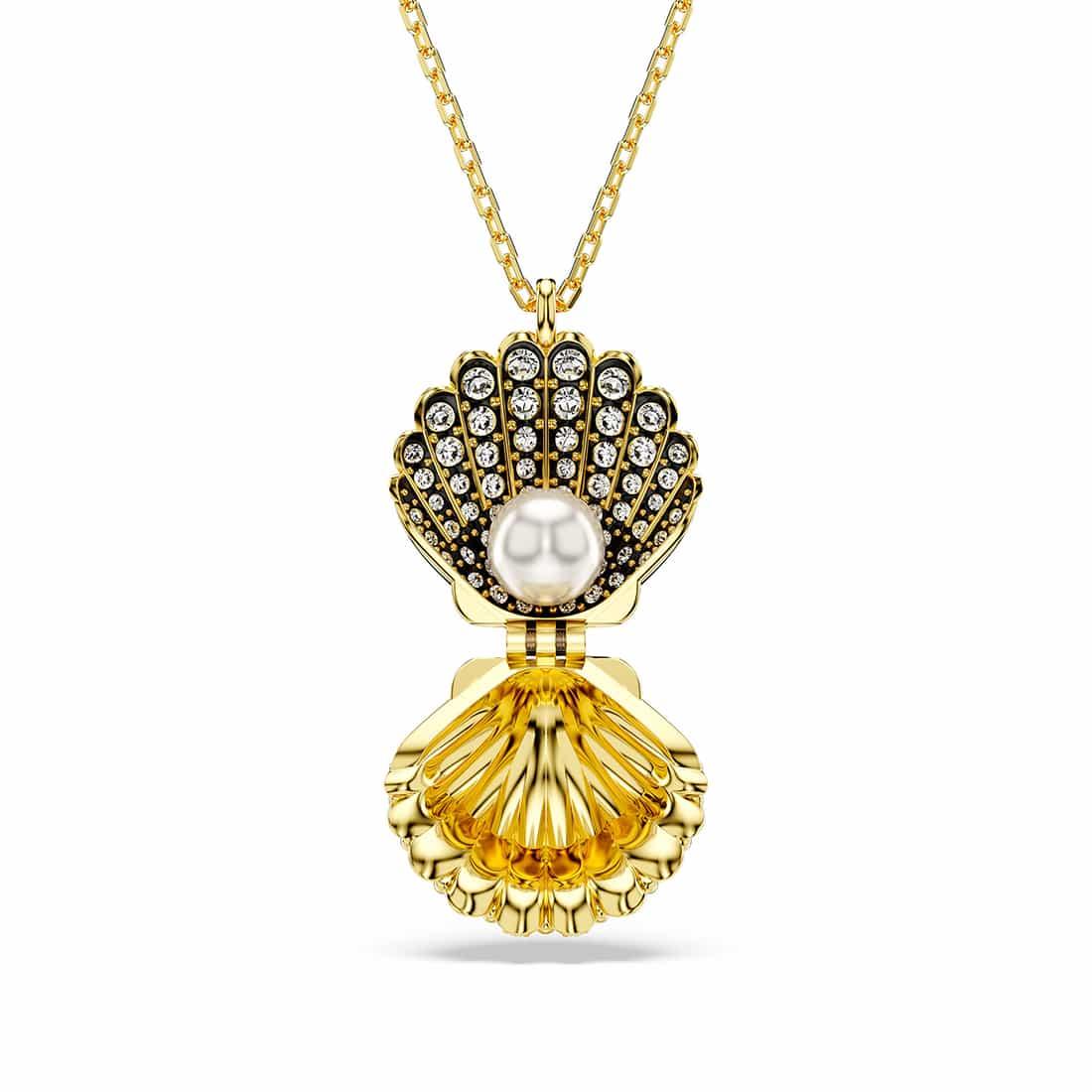 Idyllia necklace with white crystals and crystal pearl pendant - SWAROVSKI