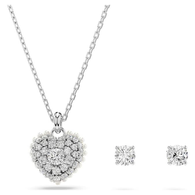 Hyperbola necklace and earrings set with white crystals - SWAROVSKI