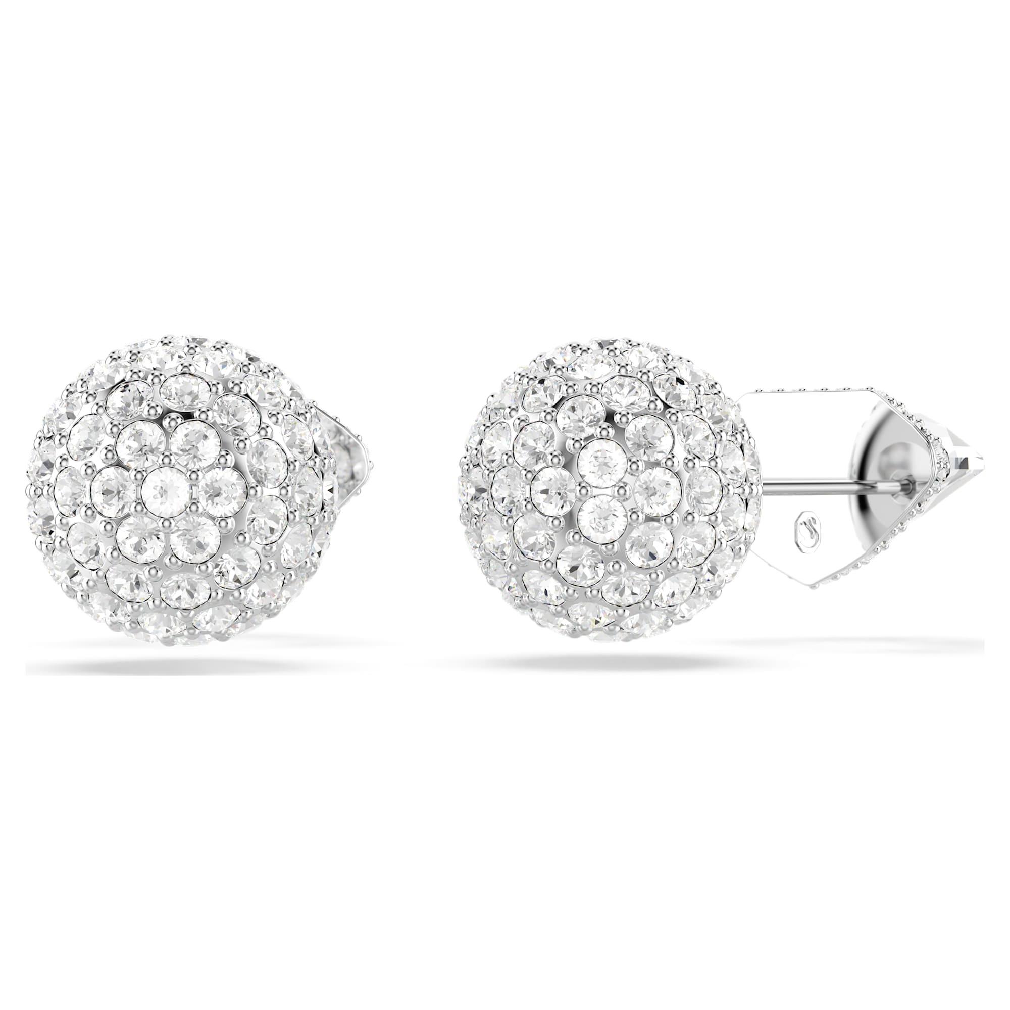 Lucent stud earrings with white crystals - SWAROVSKI