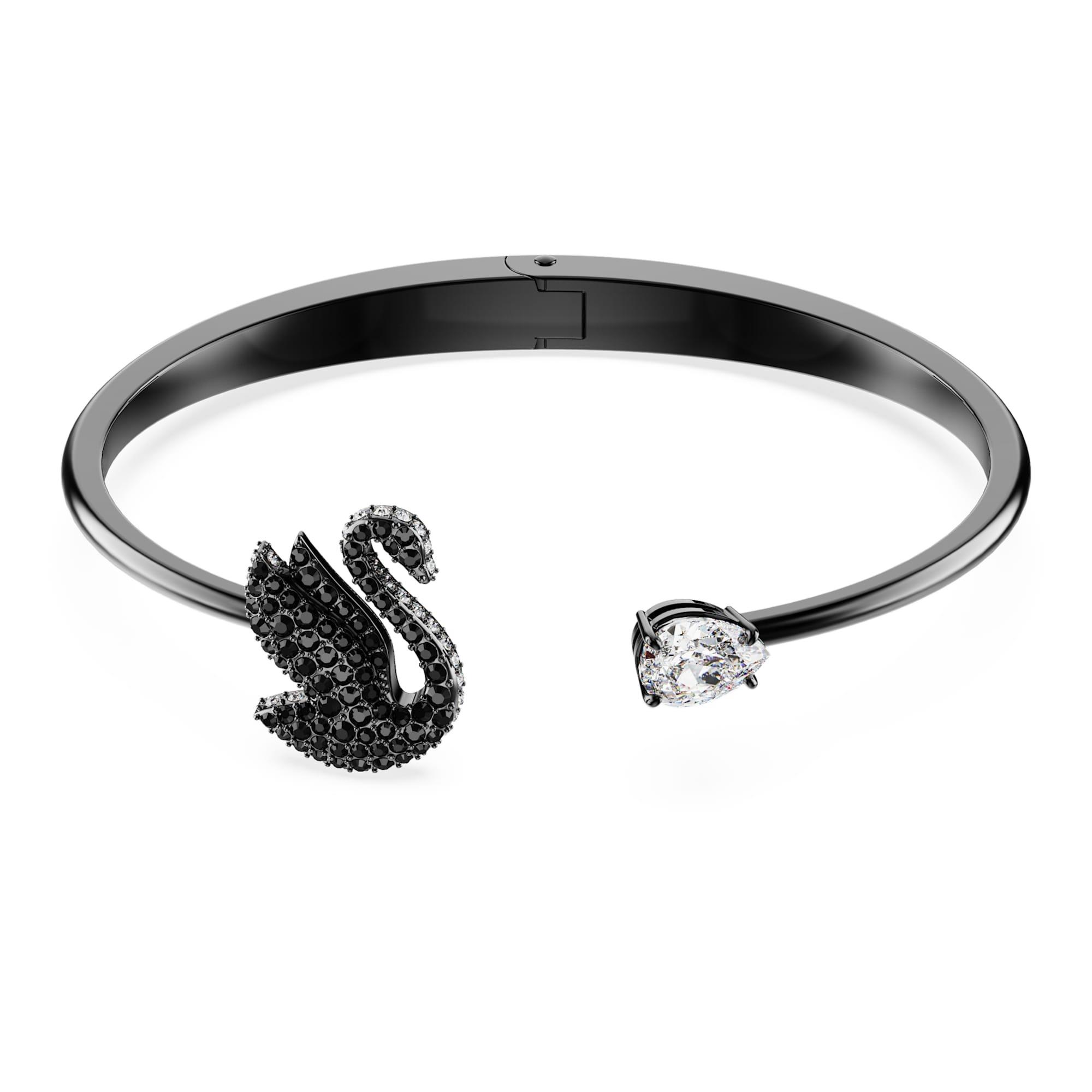 Swan bracelet with black ruthenium crystals - SWAROVSKI