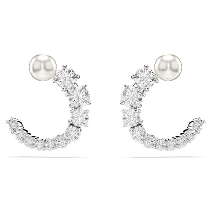 Matrix hoop earrings with white zircon - SWAROVSKI