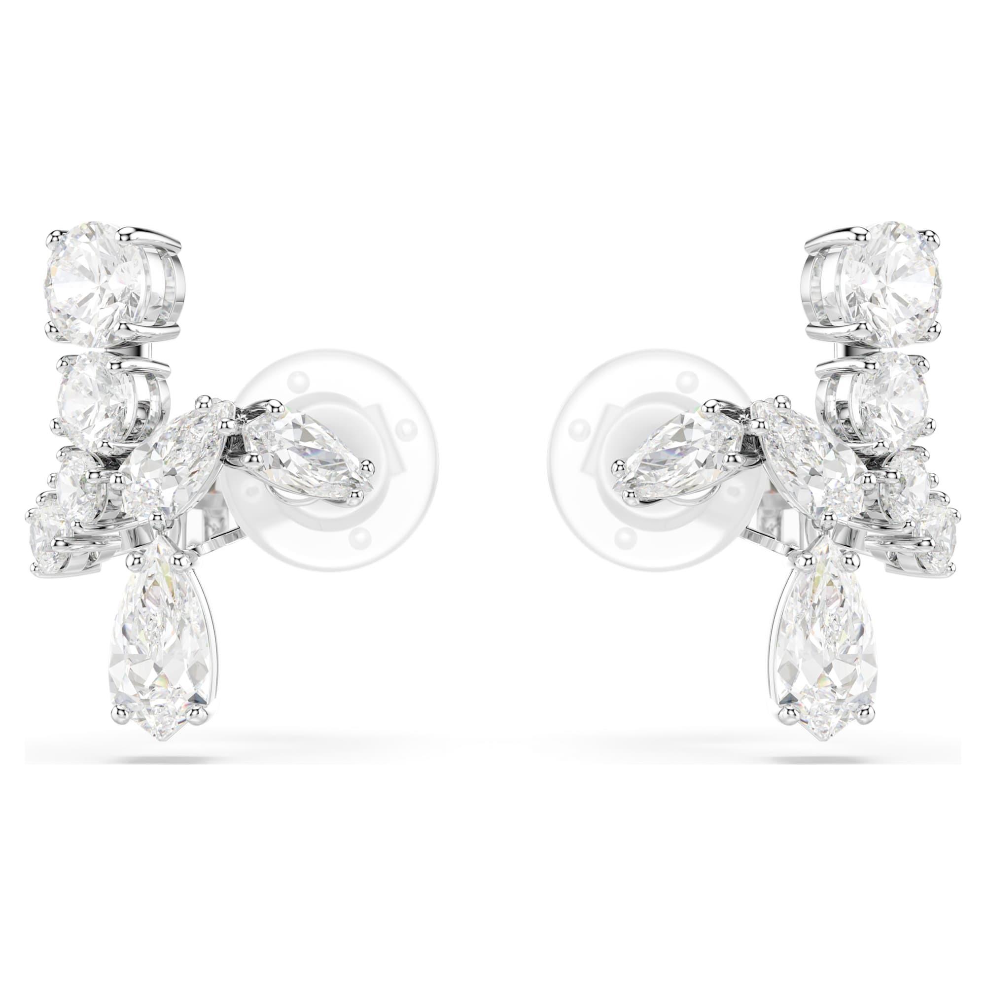 Matrix clip earrings with white zircon - SWAROVSKI