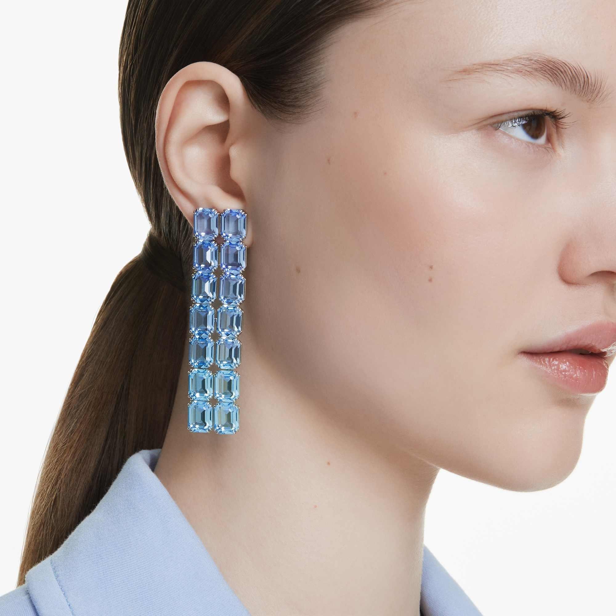 Pendientes de clip de la colección Millenia con cristales azules - SWAROVSKI