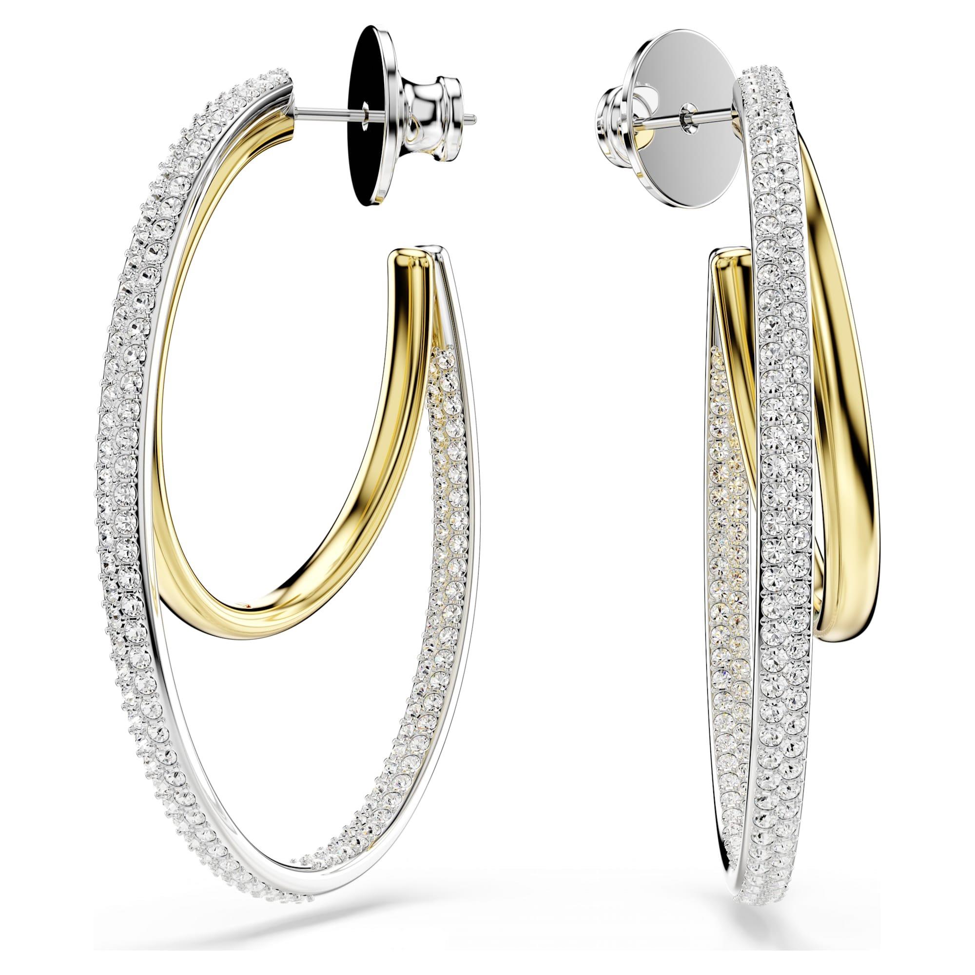 Hyperbola hoop earrings with white crystals - SWAROVSKI