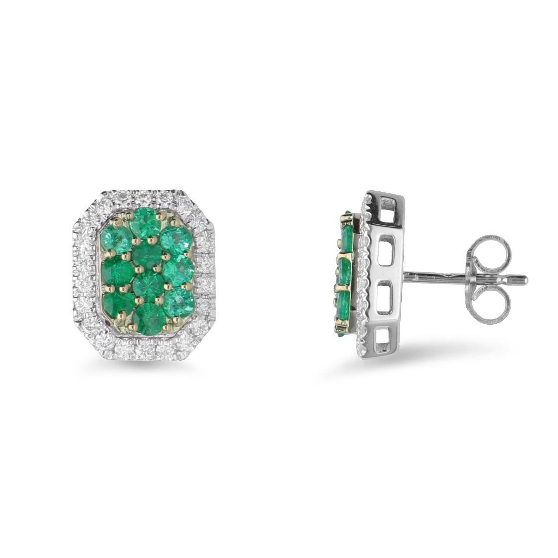 Allure gold earrings with emeralds ct. 0.80 and diamonds ct. 0.22 - ALFIERI & ST. JOHN