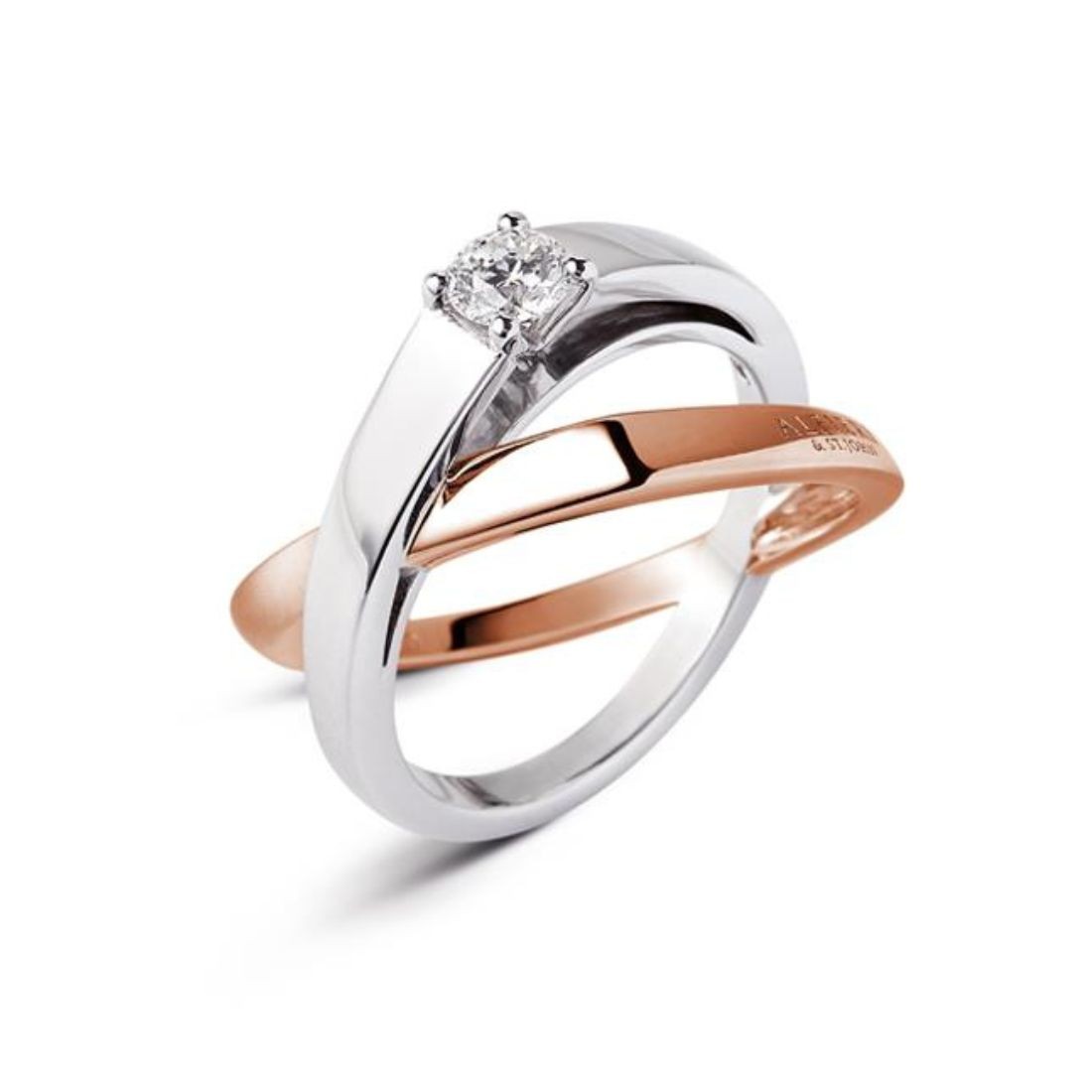 Anello Intreccio fasce incrociate in oro con diamante ct. 0,30 - ALFIERI & ST. JOHN