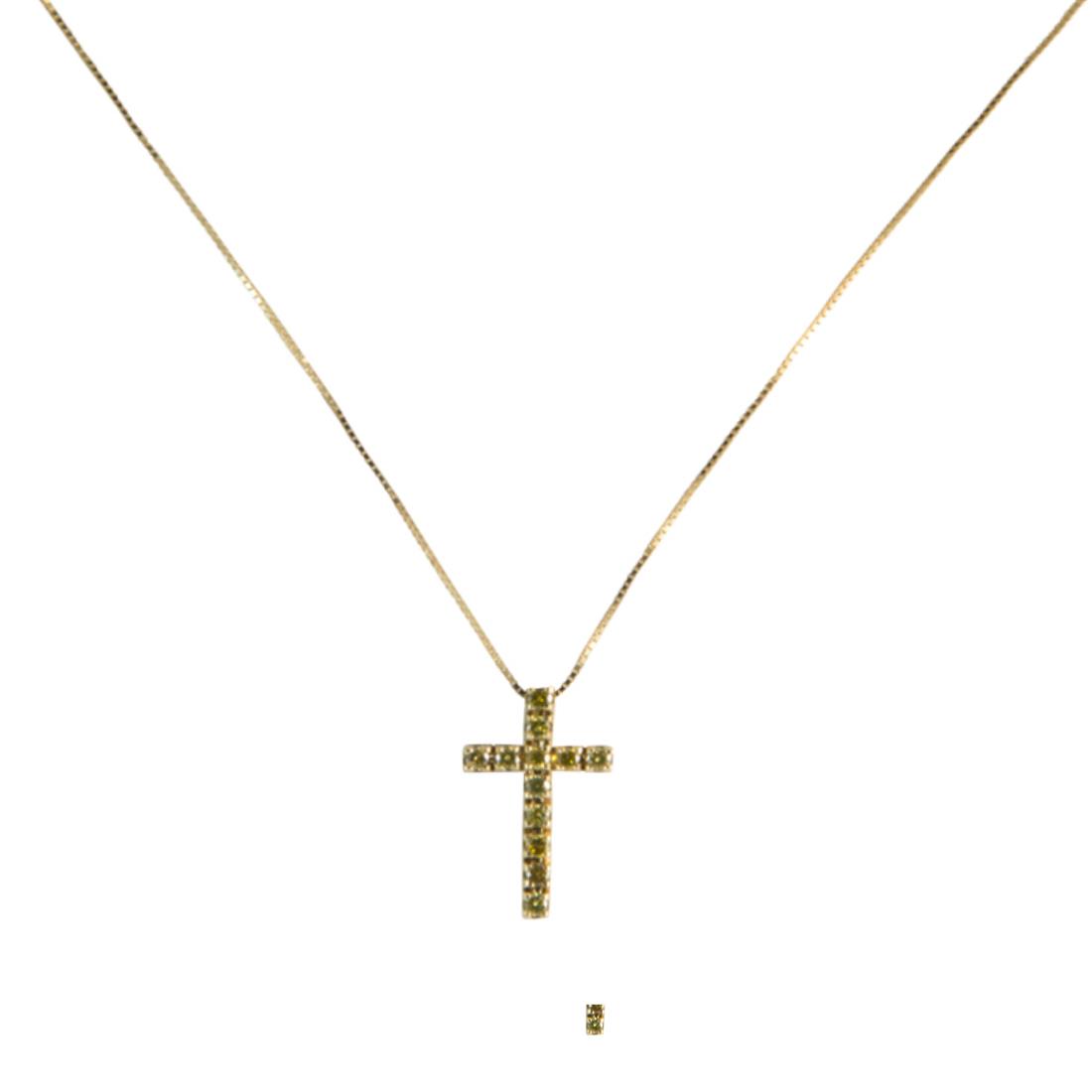 Collana con croce in diamanti gialli ct. 0,20 - ALFIERI & ST. JOHN