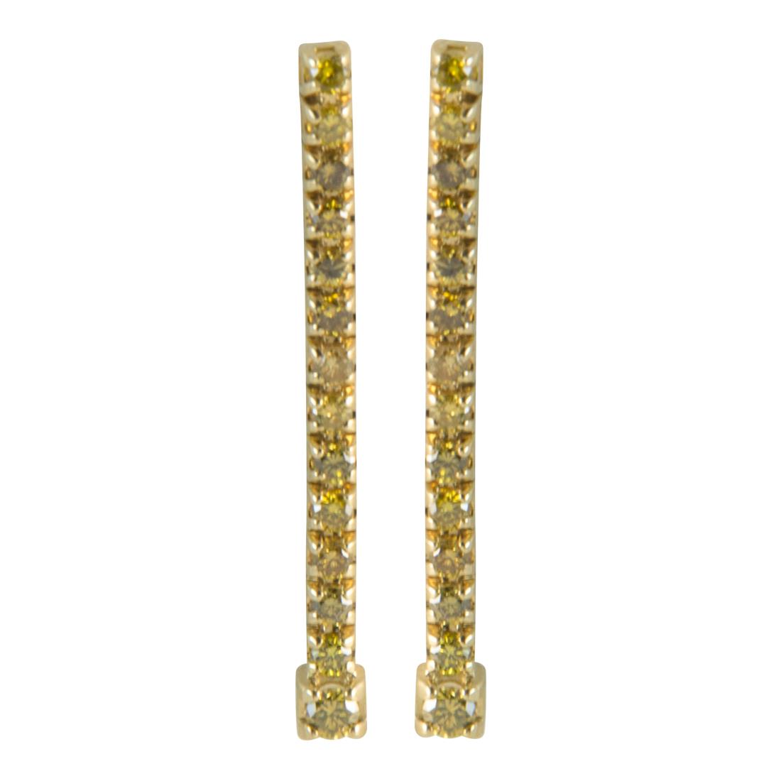 Pendientes 1 fila en oro amarillo con diamantes amarillos ct 0.90 med 6cm - ALFIERI & ST. JOHN