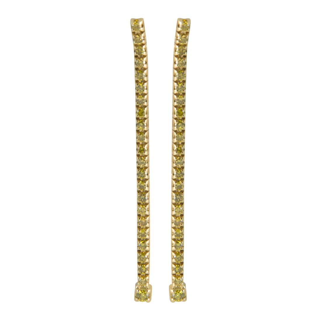 pendientes 1 fila en oro amarillo con diamantes amarillos ct 1.20 med 10.00cm - ALFIERI & ST. JOHN