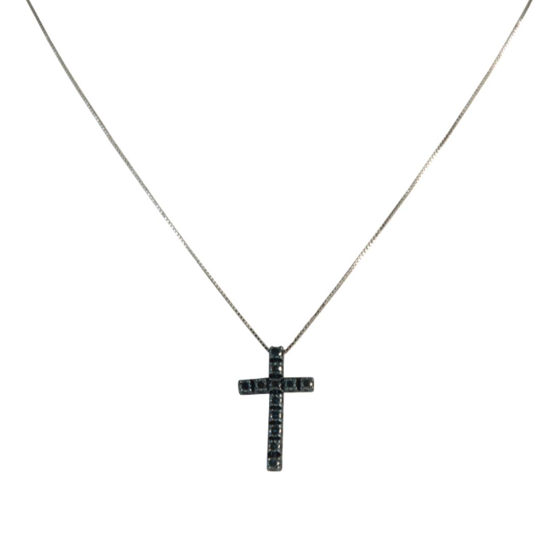 Ciondolo  in oro con diamanti naturali blu trattati ct 0.20 misura 2.40cm - ALFIERI & ST. JOHN