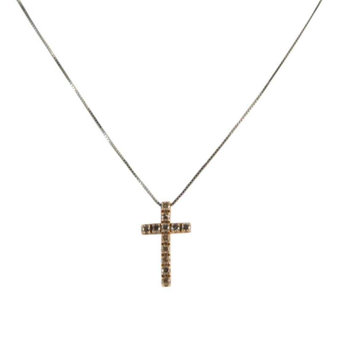 18kt gold pendant tennis cross with diamonds ct 0.20 size 2.40cm ...