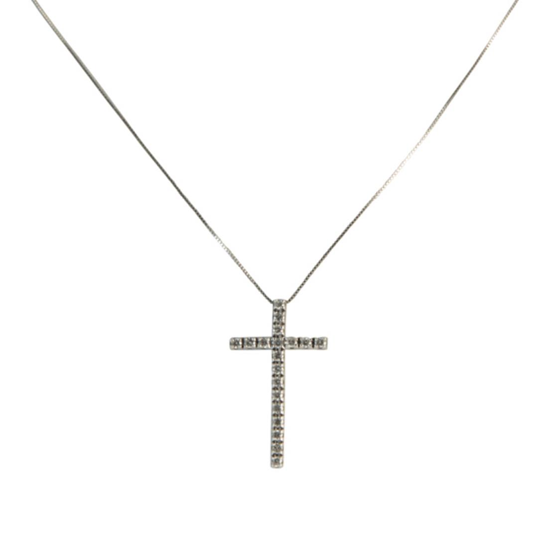 White gold pendant tennis cross with diamonds 0.25 size 3.80cm ...