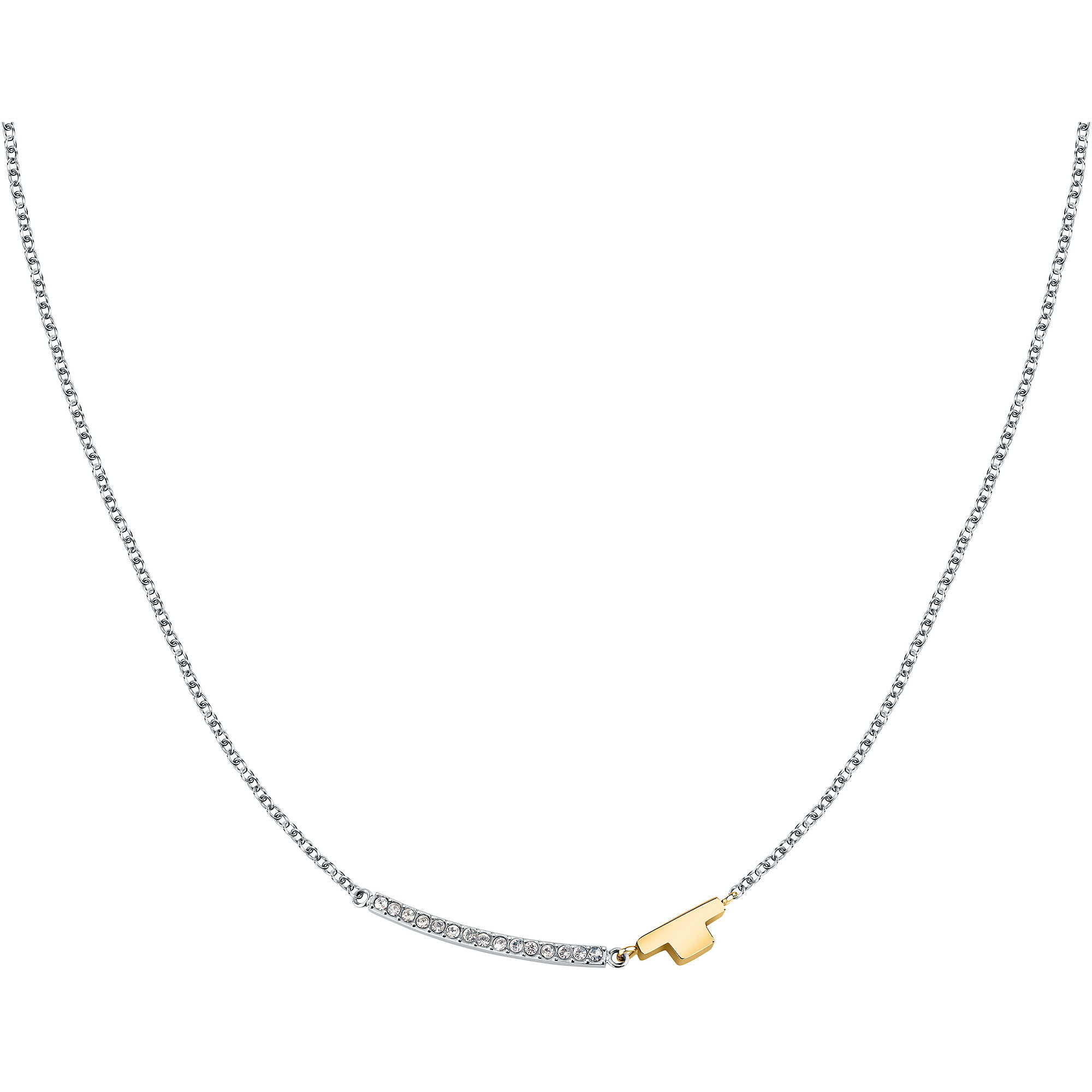 Collana T-Shape in acciaio con cristalli e zirconi - TRUSSARDI