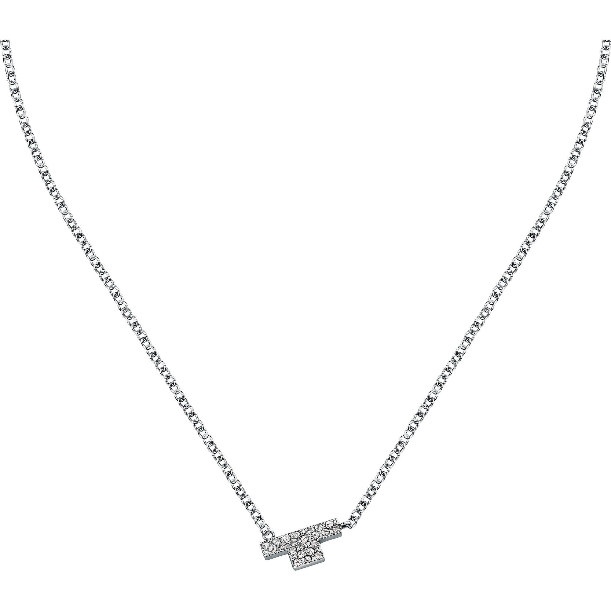 Collana T-Shape in acciaio con cristalli e zirconi - TRUSSARDI