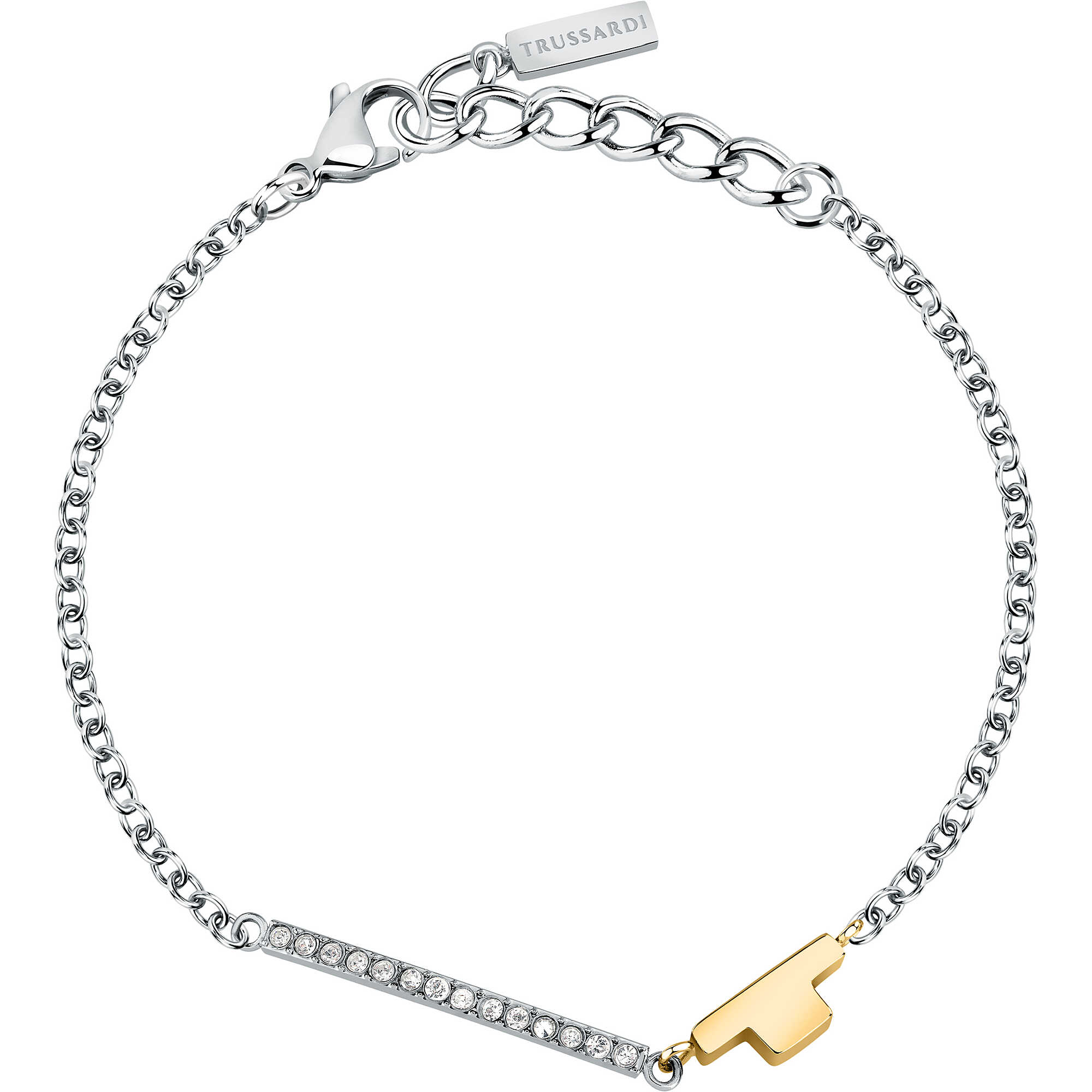 Bracciale T-Shape in acciaio con cristallo e zirconi - TRUSSARDI