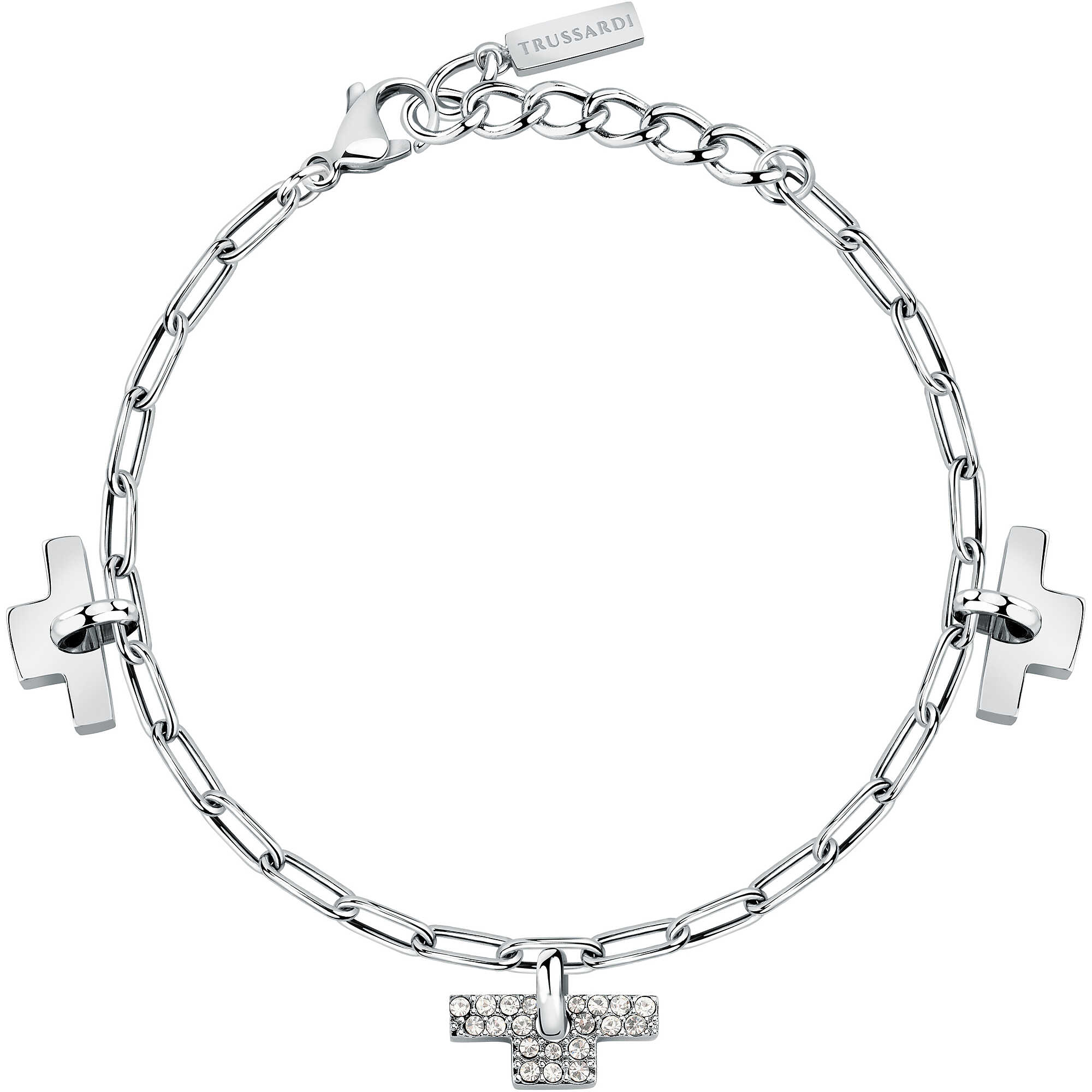Bracciale T-Shape in acciaio con cristallo e zirconi - TRUSSARDI