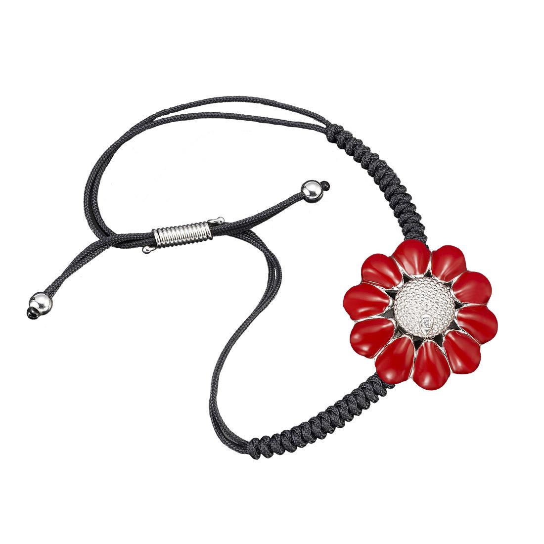 Bracciale con margherita in argento e smalto rosso - ROBERTO DEMEGLIO