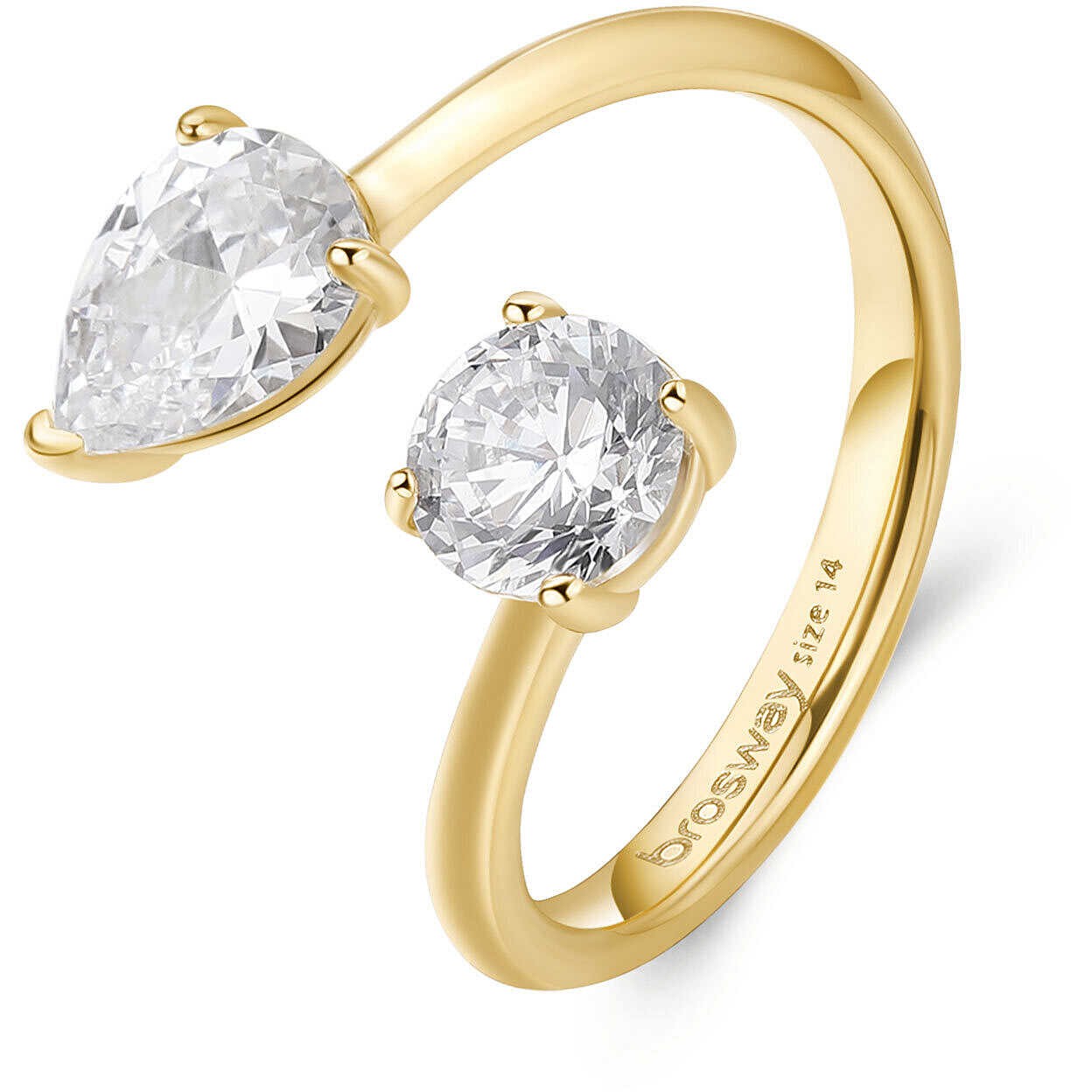Affinity ring in steel with white cubic zirconia stones - BROSWAY