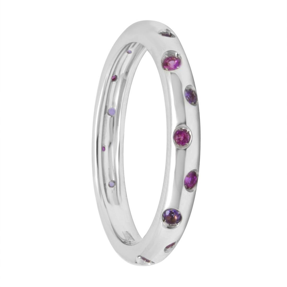  White gold ring with pink sapphires and amethyst, size N - ALFIERI & ST. JOHN